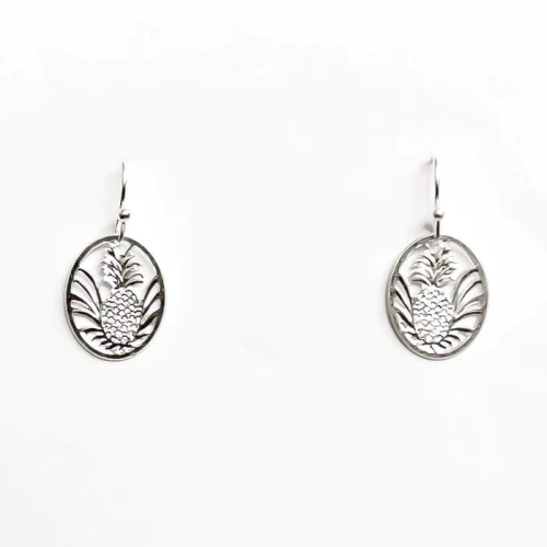 OVAL PINEAPPLE EARRINGS SILV